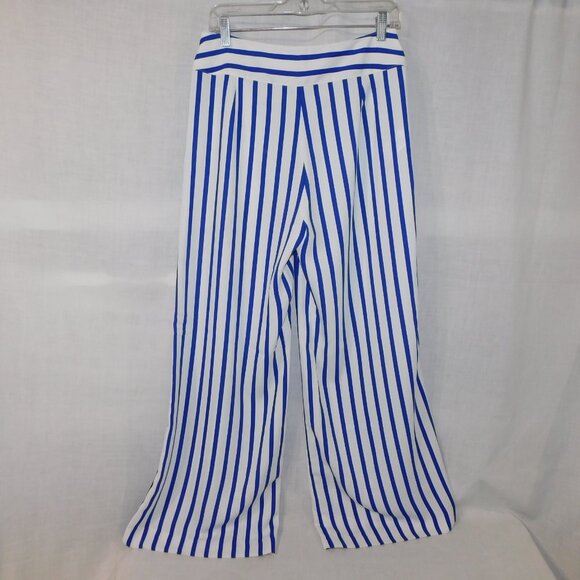 Lauren Ralph Lauren Womens 6 Blue White Striped Wide Leg Pant High Rise - Picture 14 of 16